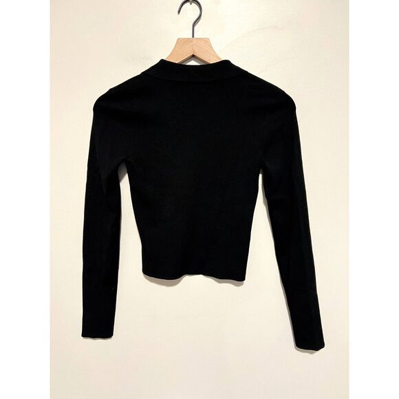 Aritzia Sunday Best Cece Sweater Button-up Polo Sweater Black Size Small - Picture 3 of 7